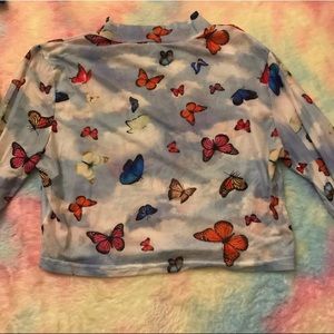 Long Sleeve Sheer Butterfly Top
